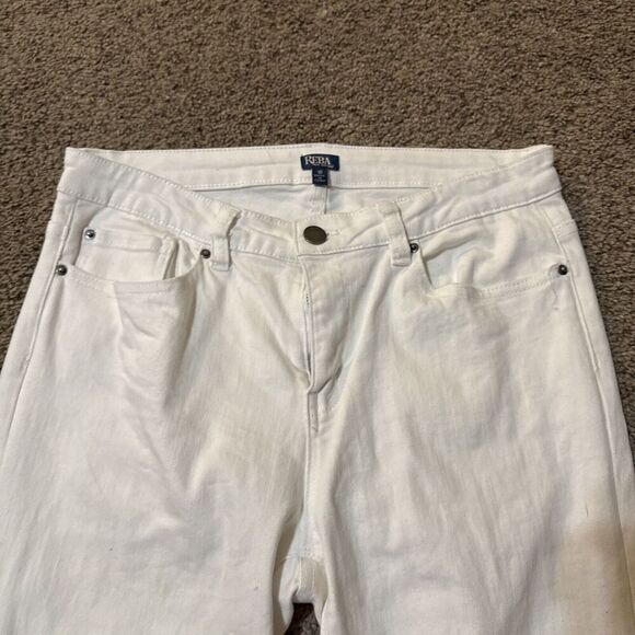 Reba Jeans Womens 10 Ruffle Flare Bootcut Embellished Raw Hem Distressed White - Picture 3 of 11